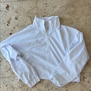 ALO Yoga White Cropped Quarter-Zip Pullover